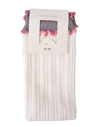 Носки с волнистой каемкой белые (высокие) (35-39) (хлопок, полиэстер) (12-Xinqiao-202505-S15)