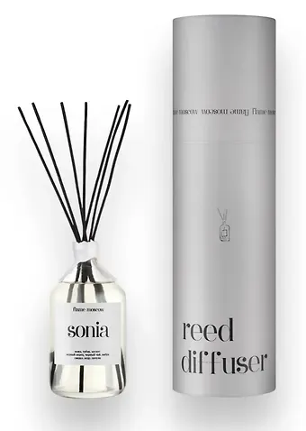 Диффузор ароматический Sonia (Кожа,Табак,Мускус,Черный перец,Черный чай,Амбра,Сандал,Кедр,Пачули) (110мл) (flame-RD011-110)