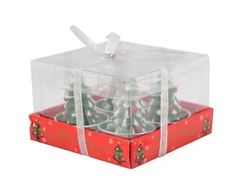Новогодний набор свечей Ёлочки (4шт) (9,5х9,5х6) (12-3307018479-20)