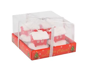 Новогодний набор свечей Домики (4шт) (9,5х9,5х6) (12-3307018479-21)