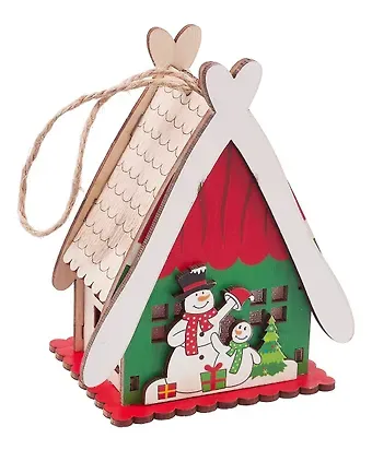 Новогоднее подвесное украшение с подсветкой Домик (11х6,5) (дерево) (12-3307032157-5)