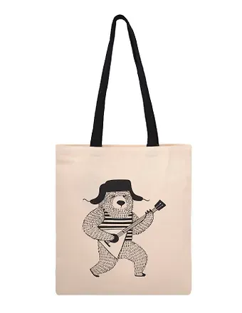 Сумка-шоппер From Russia with love Slavic Rave Мишка с балалайкой (текстиль) (40х32) (СК2025-310)