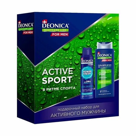 Подарочный набор Deonica for men Active Sport, гель для душа и антиперспирант