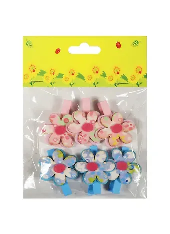 Набор прищепок, 6 шт, в пакете с хедером, цветочки с шестью лепестками (11-06943-2)