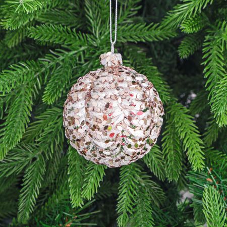 Игрушка ёлочная Yancheng Shiny шар стеклянный с золотистым декором 8 см