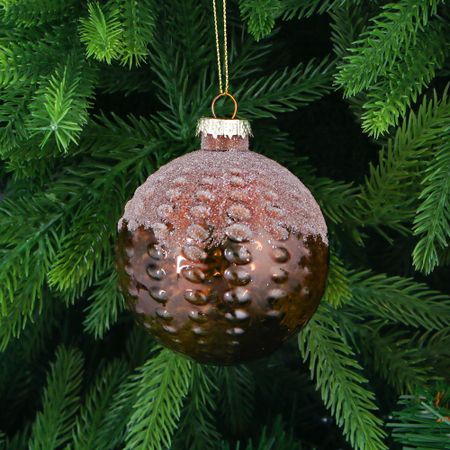 Игрушка ёлочная Yancheng Shiny шар стеклянный коричневый с орнаментом 8 см