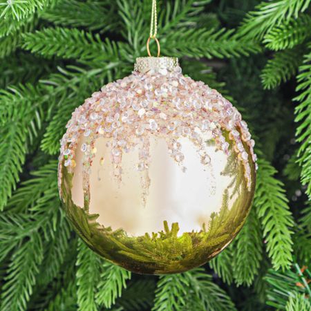 Игрушка ёлочная Yancheng Shiny шар стеклянный с блёстками 10 см