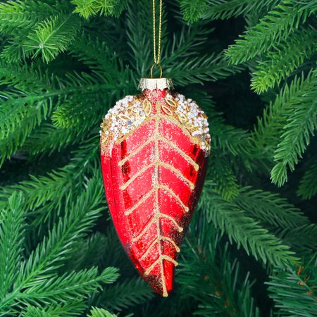 Игрушка ёлочная Yancheng Shiny новогодний лист 6,5х2,5х12 см