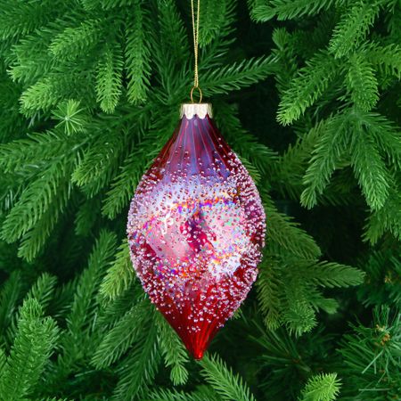 Игрушка ёлочная Yancheng Shiny стеклянная разноцветная 8х16 см