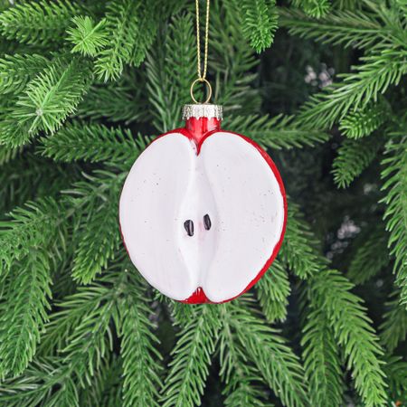 Игрушка ёлочная Yancheng Shiny украшение стеклянное яблоко 4х6,7х8 см