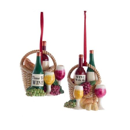 Игрушка елочная Kurt S.Adler корзина с вином 8 см в ассортименте