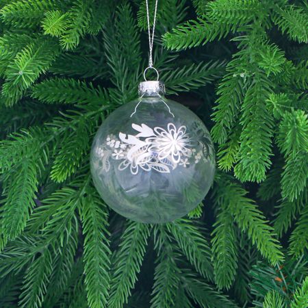 Игрушка ёлочная Baoying yiwen шар новогодний белый, серый 8 см