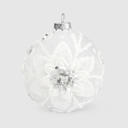 Шар новогодний на елку Baoying yiwen серебро 8 см