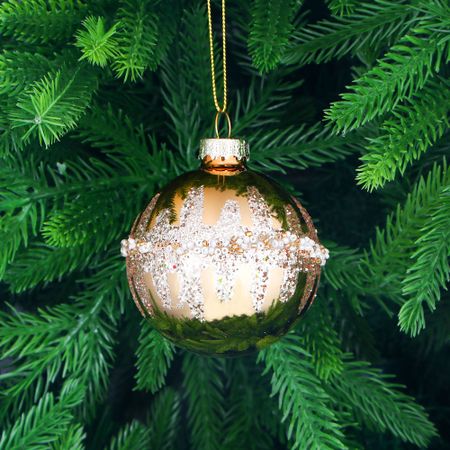 Игрушка ёлочная Yancheng Shiny шар стеклянный золотистый с бисером 6,7 см