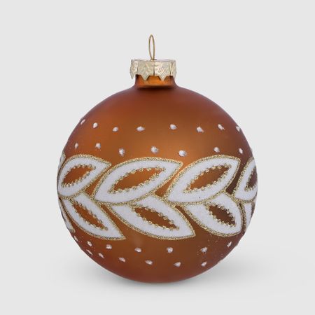 Шар новогодний Baoying yiwen на елку листья золотой 8 см