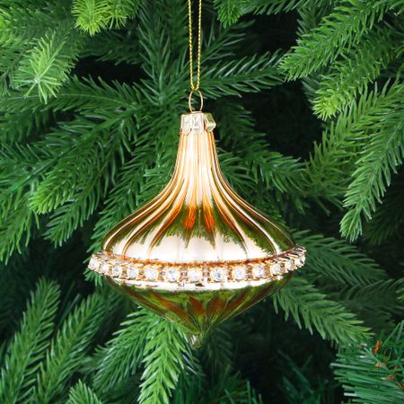 Игрушка ёлочная Yancheng Shiny шар стеклянный со стразами 10 см