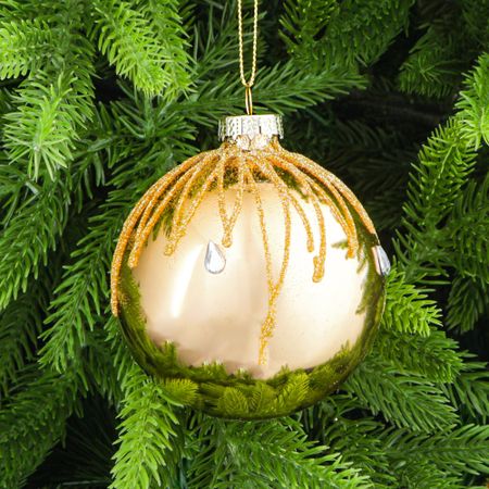 Шар Yancheng Shiny стеклянный с узором из блесток капли 8 см