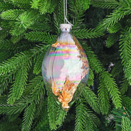 Игрушка ёлочная Yancheng Shiny шар стеклянный с золотистой фольгой 7х14 см игрушка на магнитах с фольгой черепаха улитка 3027 фигурки 2шт фольга 8цв глазки 3шт аппликация   д творч 3