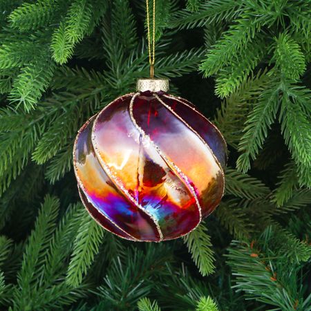 Игрушка ёлочная Yancheng Shiny шар стеклянный новогодний с орнаментом 10 см