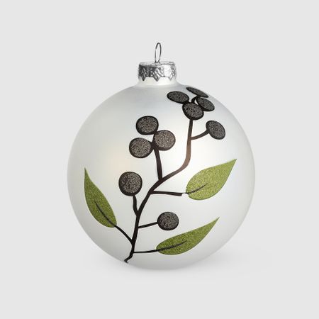 Шар новогодний Baoying yiwen на елку белый 8 см