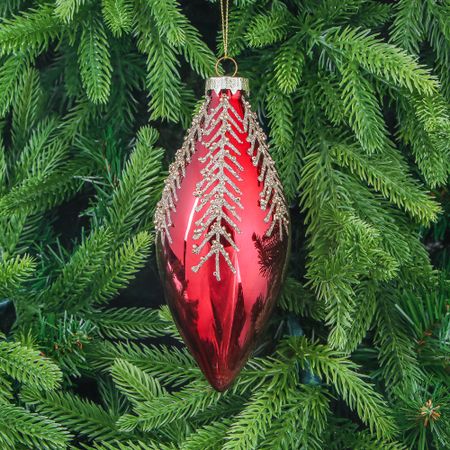 Шар стеклянный Yancheng Shiny красный с золотым узором