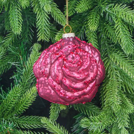 Шар стеклянный Yancheng Shiny бордовый цветок 4,5x10 см