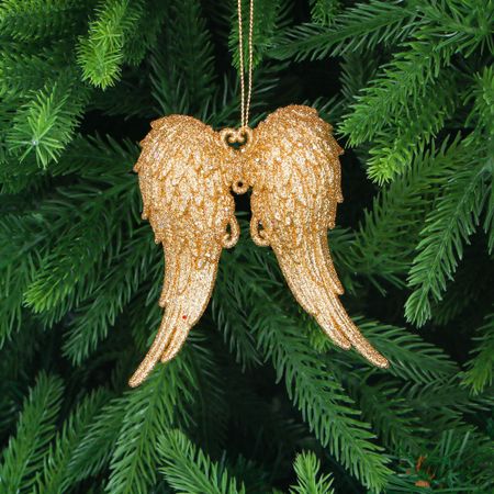 Игрушка ёлочная Christmas Wonderlan из акрила крылья золотистые 5 см