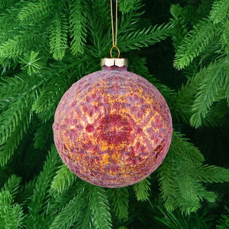 Игрушка ёлочная Yancheng Shiny шар стеклянный с золотистым узором 10 см