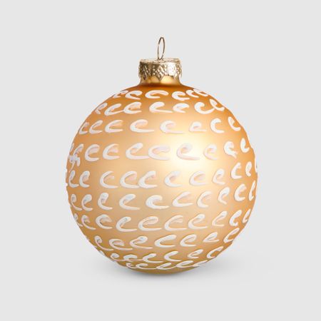 Шар новогодний на елку Baoying yiwen белый-золотой 8 см