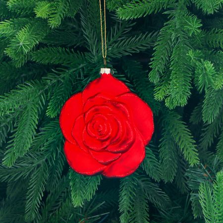 Игрушка ёлочная Yancheng Shiny стеклянная цветок 9,9х4,7х11,6