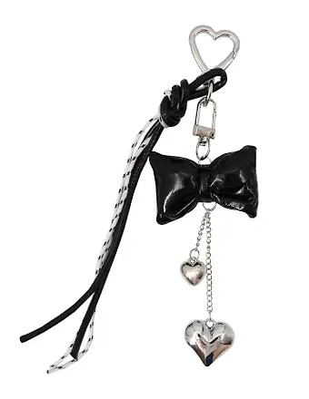 Брелок-обвес на сумку Бантик черный с сердцем (12-18031-202505-S87)