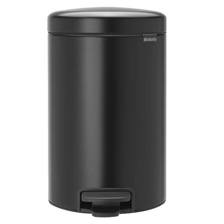 Ведро для мусора Brabantia NewIcon с крышкой 12 л металл черное матовое с педалью