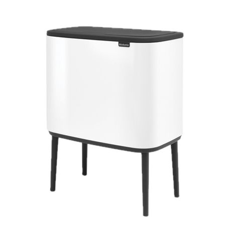Ведро для мусора Brabantia Bo Touch Bin с крышкой трехсекционное 11/11/11 л металл белое ные регулируемые пружины finewe для мусора 10 шт
