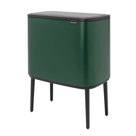 Ведро для мусора Brabantia Bo Touch Bin с крышкой трехсекционное 11/11/11 л металл темно-зеленое
