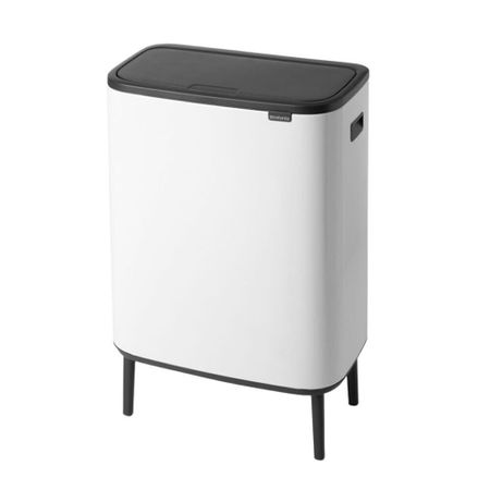 Ведро для мусора Brabantia Bo Hi Touch Bin с крышкой двухсекционное 30/30 л металл белое ные регулируемые пружины finewe для мусора 10 шт