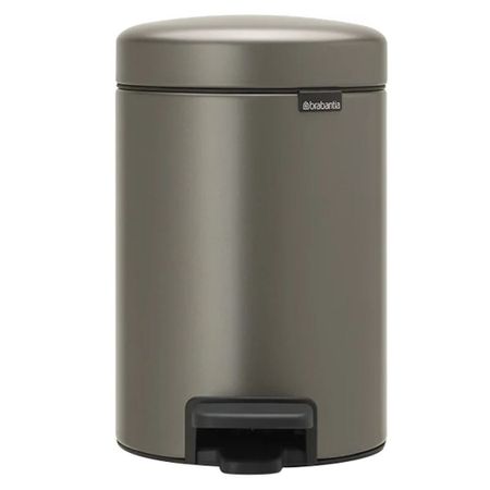 Ведро для мусора Brabantia NewIcon с крышкой 3 л металл платиновое с педалью