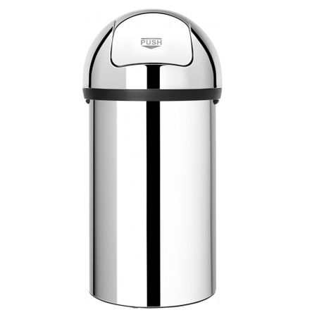 Ведро для мусора Brabantia Push Bin с крышкой 60 л металл стальное полированное пакеты для мусора homex очень ушастые 10 мкм 30 л 47х54 см 24 шт