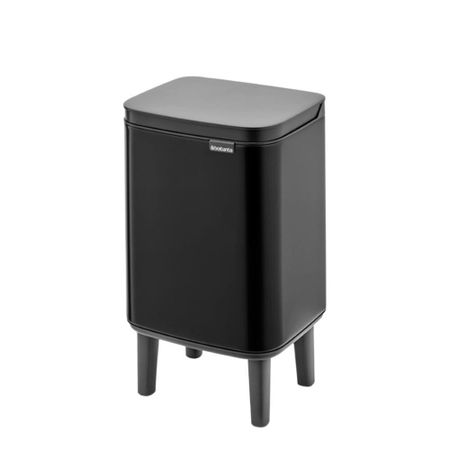 Ведро для мусора Brabantia Bo Hi с крышкой 12 л металл черное матовое многоразовая ручка ведро пластиковый подъемник для бутилированной воды экономия сил 5 галлонов стандартная нагрузка