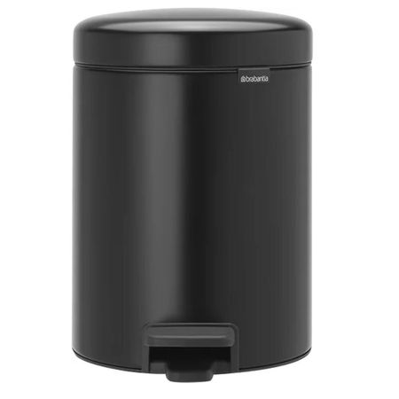 Ведро для мусора Brabantia NewIcon с крышкой 5 л металл черное матовое с педалью