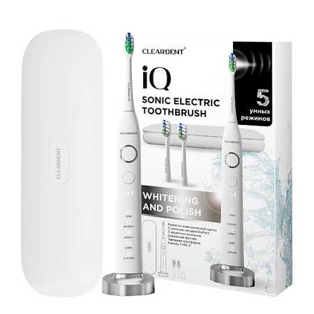 Электрическая зубная щетка CLEARDENT Электрическая зубная щетка звуковая для взрослых серии iQ для bmw 5 6 серии e60 e61 e63 e64 2003 2010 передние щетки стеклоочистителя ветровое стекло 2004 2005 2007 2008 2009 щетка
