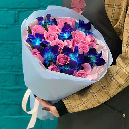 Букет живых цветов ЦВЕТЫ МИШКИ Букет из розы и орхидеи искусственные орхидеи wqnjin 60 см