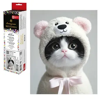 Алмазная  мозаика (набор для творчества) арт. 71340 / 50 Котенок в худи, размер: 20*25 см