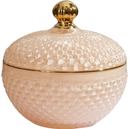 Конфетница Glasar с крышкой 12х12х12 см бежевая