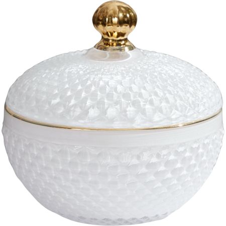 Конфетница Glasar с крышкой 12х12х12 см белая