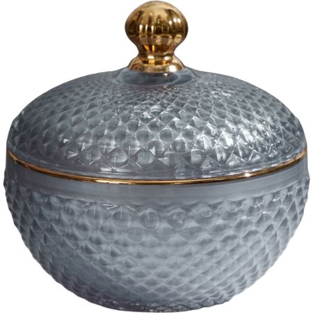 Конфетница Glasar с крышкой 12х12х12 см серебристая