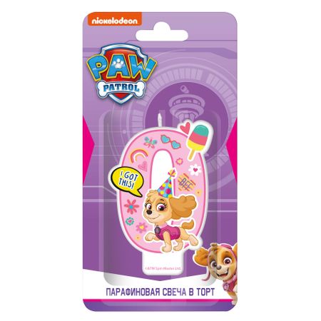 Свеча на торт Щенячий патруль Цифра 0 вид 1