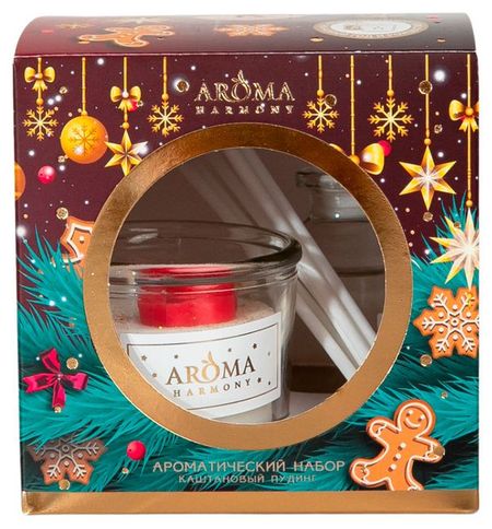 Набор Aroma Harmony Каштановый пудинг, диффузор 30 мл + свеча 60 г