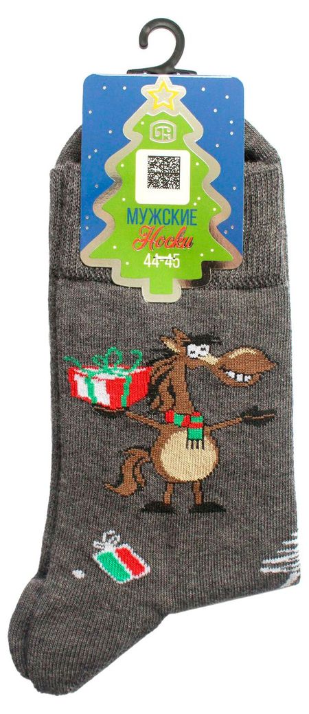 Носки мужские Брестские Classic Новый год темно-серый меланж, р. 29