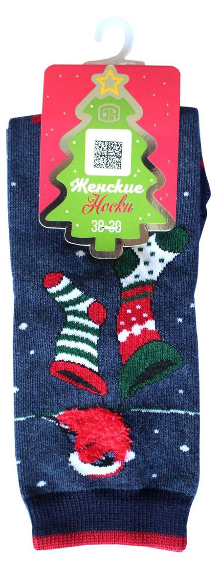 Носки женские новогодние Брестские Classic темно-синий меланж, р. 25
