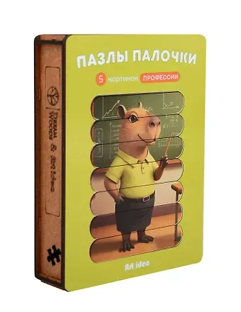 Пазл-палочки Профессии 5 картинок (3+) (дер. коробка)